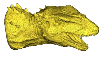 Dinosaur head mesh reduced to larger triangles after decimation