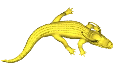 Yellow crocodile mesh used as the source for a depth map