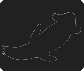 Closed crocodile outline drawn as the input contour on a dark plane