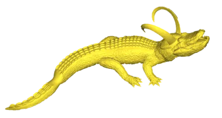 Crocodile mesh with the hole stitched and closed after repair