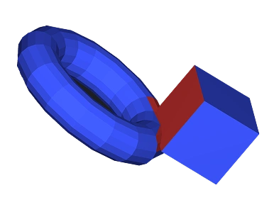 3D mesh collision detection result visualized with MeshLib