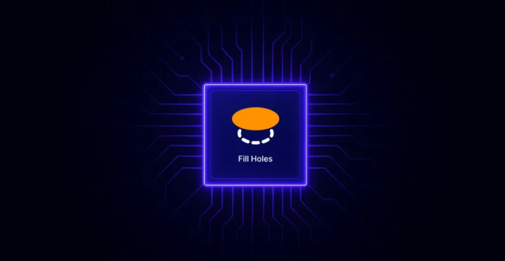 Card with an orange patch closing a ring of dashed white edges