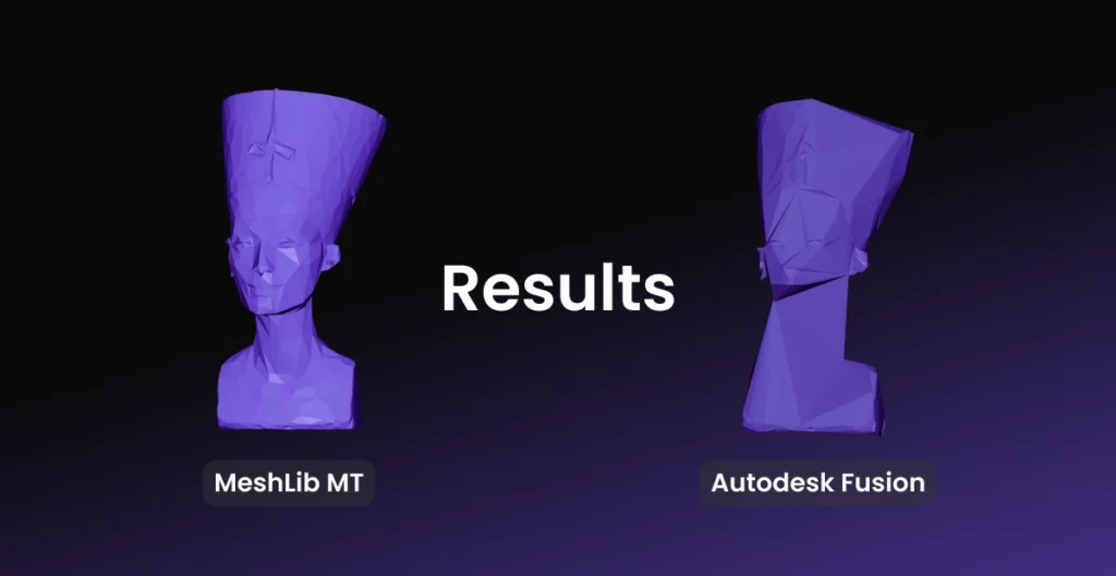 Decimated Nefertiti busts produced by MeshLib MT and Autodesk Fusion