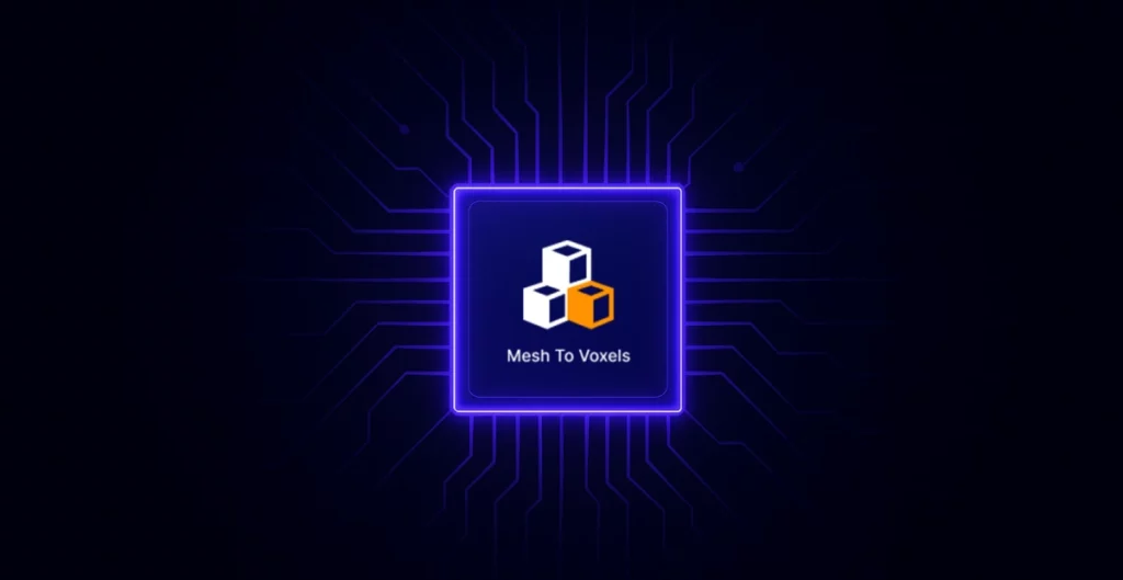 Card with three isometric cubes arranged as a voxel grid