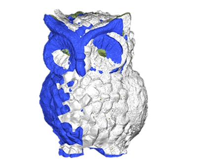3D owl mesh before alignment – two misaligned versions of the same model