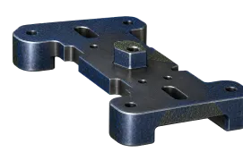 Blue mesh-shaded metal bracket prepared as a watertight print model
