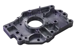 Machined housing measured against its nominal CAD model