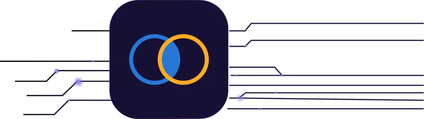 Collision overlap tile Overlapping blue and orange circles showing the shared region of two meshes